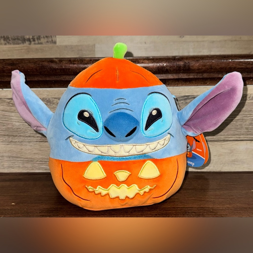 🥰 Squishmallows Disney Stitch dressed as a Pumpkin Jack-O-Latern Costume 8”
